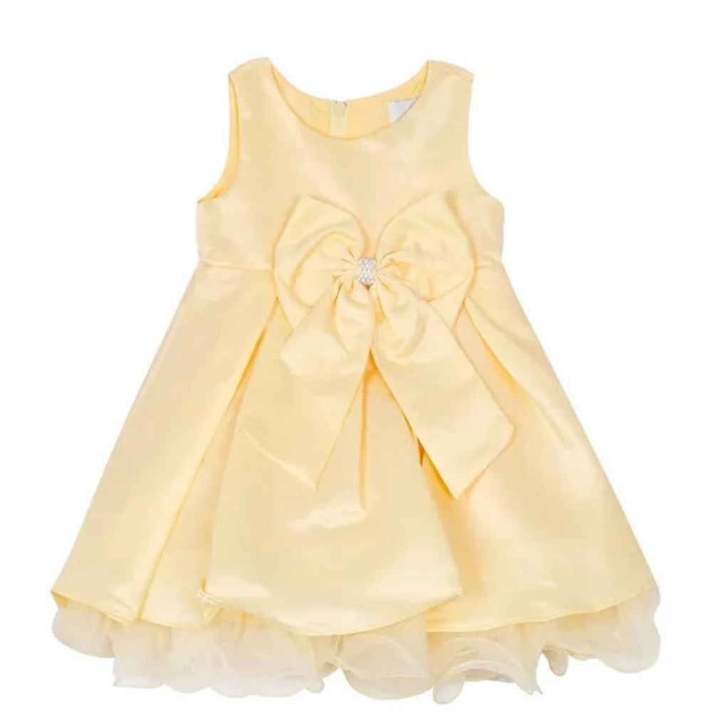 Rare Editions Yellow Formal Kids Dress with Bow